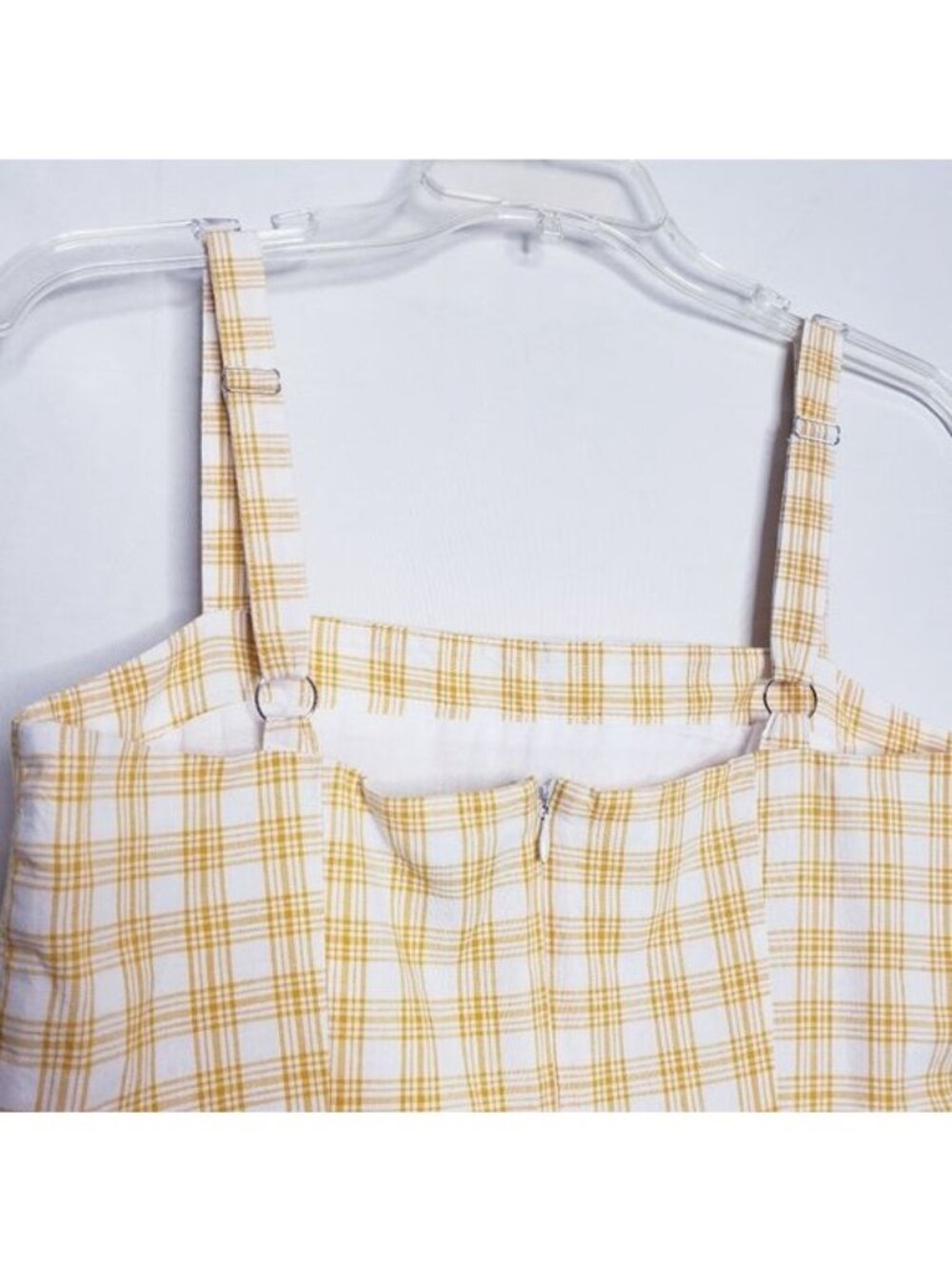 Forever 21 Yellow & White Plaid Sleeveless Mini Sun Dress Women's Size Medium - Picture 6 of 10